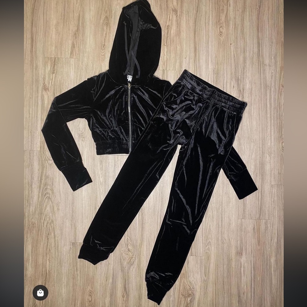 Black suede 2 piece (joggers and crop hoodie)